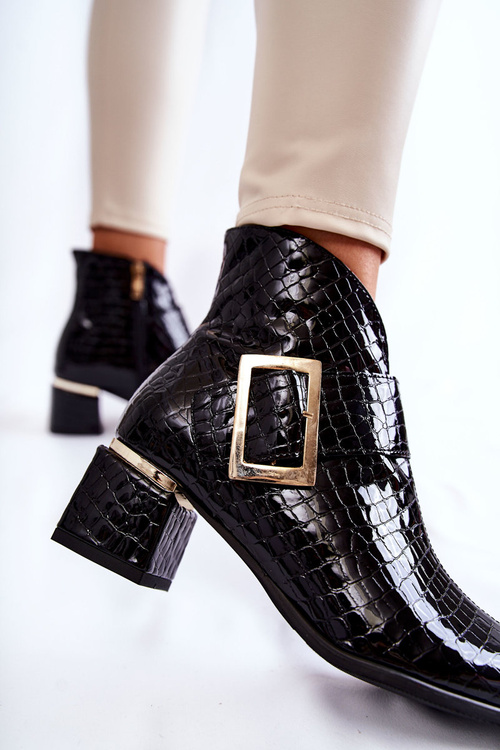 Kožené kozačky se vzorem krokodýlí zip Černe Briana