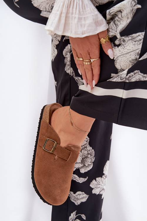 Semišové Klapky Dámske S Klipom Big Star RR274A387 Hnedé