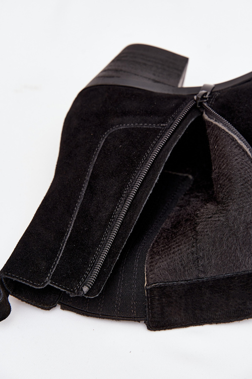 Dámské Zamszowe Botky Na Słupku Ocieplane Černé Arelia