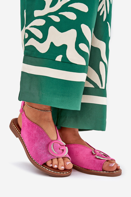 Ploché sandály s ozdobou růžové Haliones