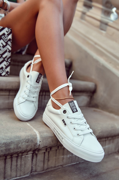 Dámske kožené tenisky s nápisom Big Star EE274316 biela