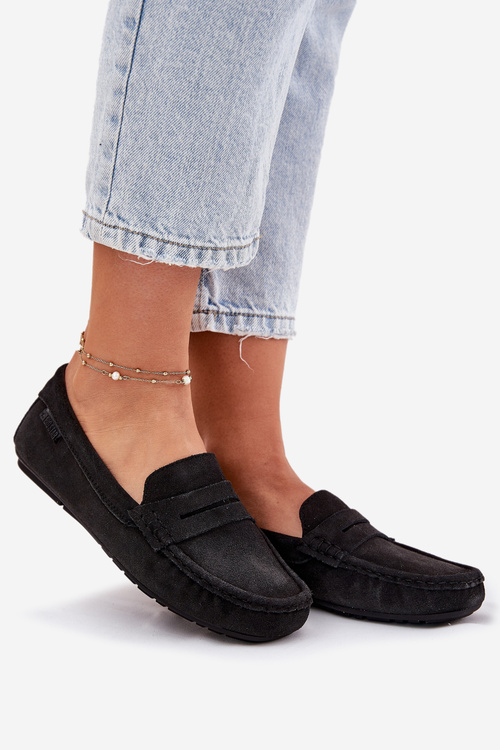 Dámske semišové mokasíny Big Star RR274948 Čierne