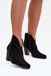 Dámské kotníčkové boty na podpatku z eko semiše černé Elvirae
