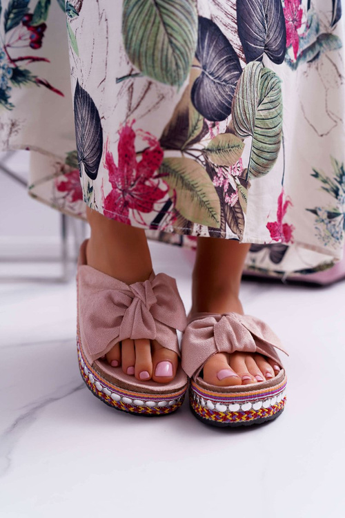 Dámské Nazouváky s Luky Tlustá Podešev Růžové Milady