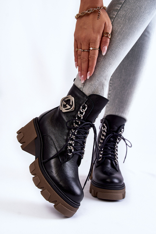 Kožené teplé boty se zipem černé Raynes