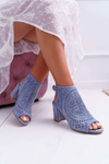Dámské Sandály Na Podpatku Peep Toe Modré Florina