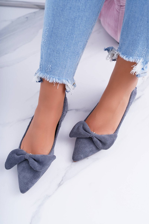Lu Boo Grey Ballerinas Moments s odnímateľným lukom