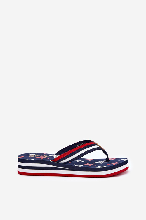 Dámske žabky na klinovom podpätku Big Star RR274A127 tmavomodré