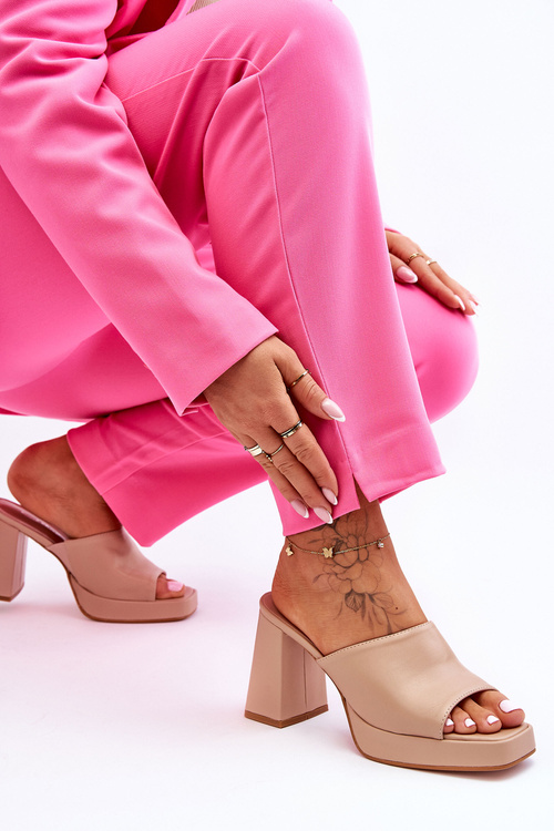 Béžové kožené životy kožené žabky