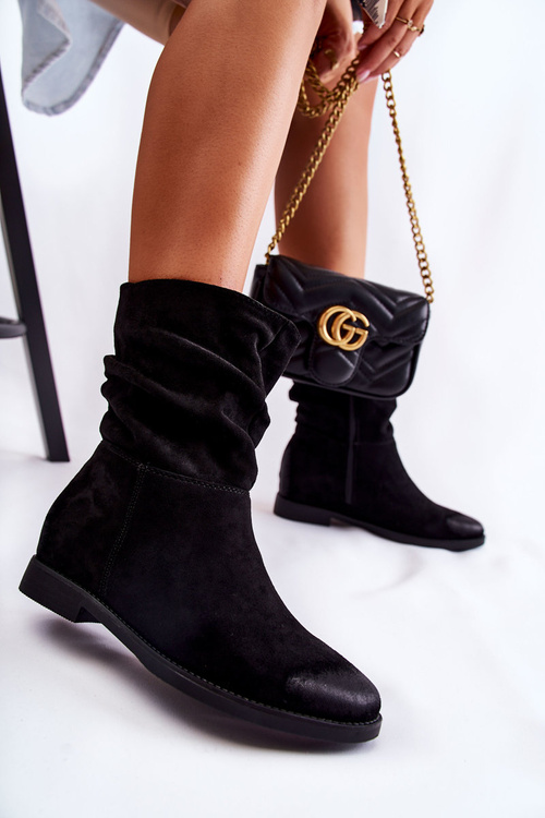 Ženské semišové topánky s vysokým čiernym Venisom