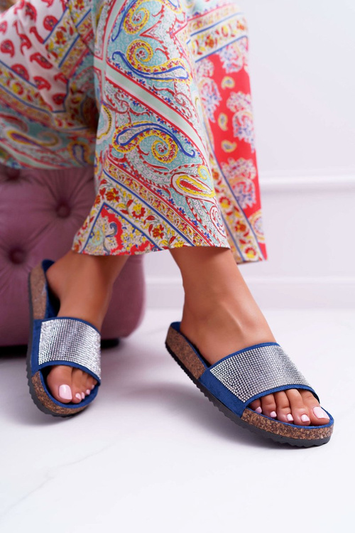 Dámské korkové Nazouváky se Zirkony Tmavě Modré Do It!