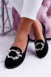 Čierne dámske balerinas balerinas kamienky nergo