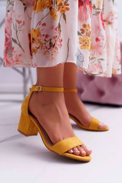 Dámské Semišové Sandály na podpatku žluté Zephira