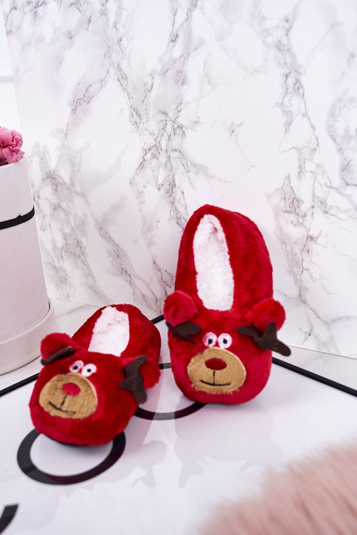 Dětské Vánoční Pantofle Se Sobem2 Červené Xmas