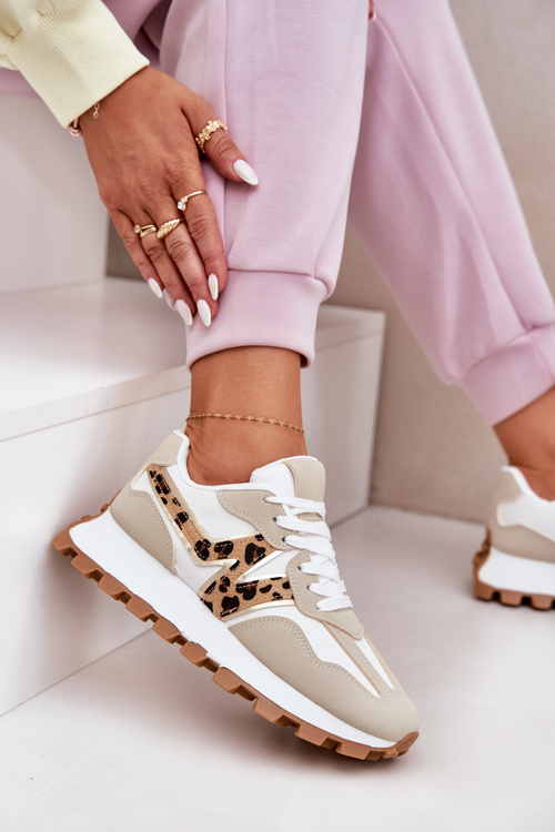 Tenisky Sportovní Boty Dámské Leopardí Béžové Kalelia