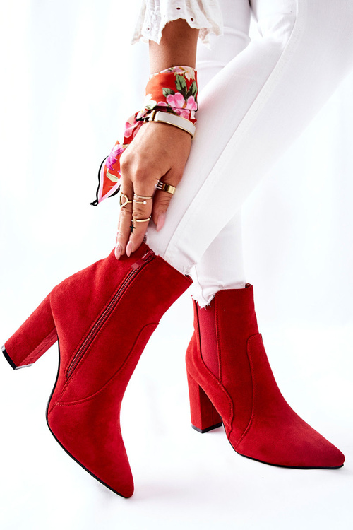 Dámské Semišové Boty Na Podpatku Červené Kastren