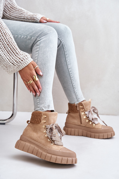 Dámske Zateplené Členkové Topánky Na Platforme Hnedé Alcyhen