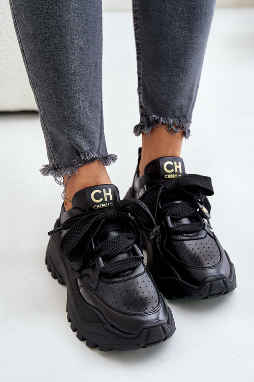 Dámske Kožené Tenisky CheBello 4583 Čierne