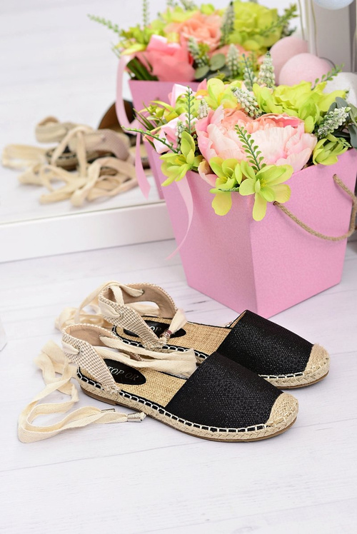 Ženské bielizeň baleríny zviazané čierne espadrilles more