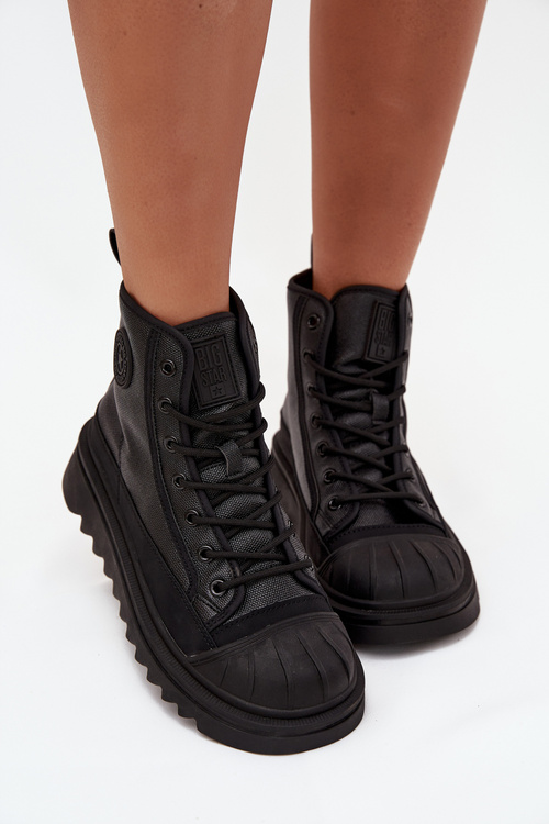 Vysoké Dámske Tenisky Zateplené Big Star OO274A355 Čierne