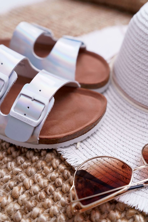 Dámske strieborné papuče Big Star DD274134