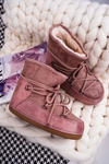 Dámske snehové topánky izolované ružovým kožušinou veme