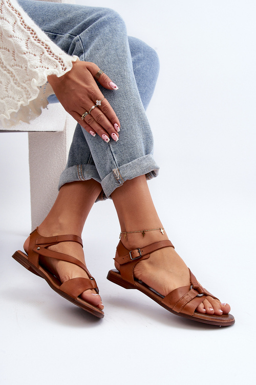 Zazoo 40182 Kožené dámske sandále hnedé