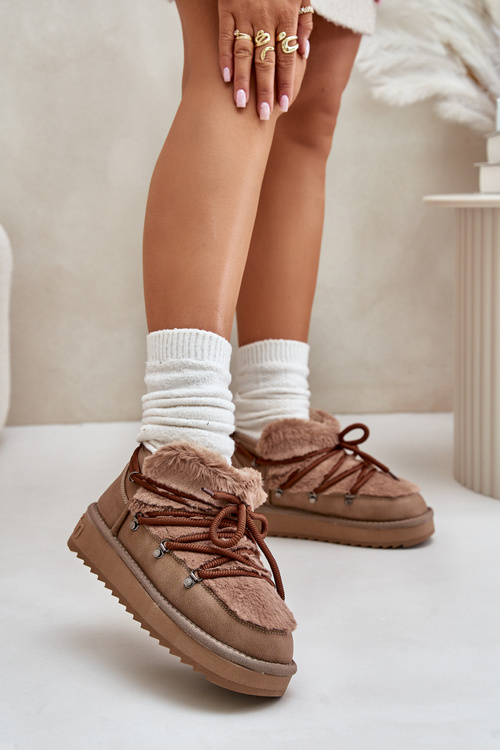 Nízke Snehové Topánky Na Platforme S Kožušinou D.Franklin Hnedé DFSH370011