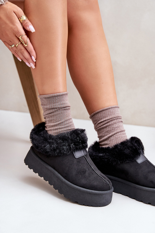 Dámské sněhové boty s kožešinou černé Rainsa