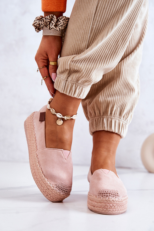 Nazouvací semišové espadrilky Růžove Lesley