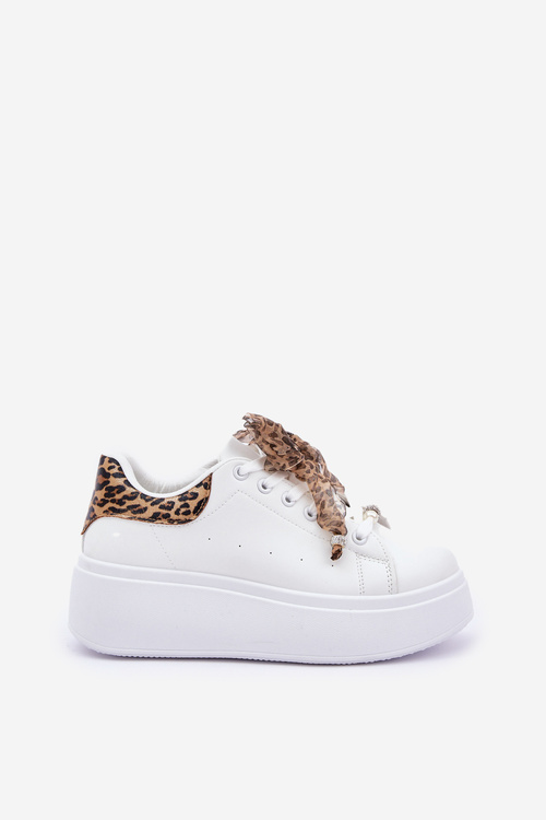 Dámske Tenisky Na Platforme S Leopardím Vzorom Bielé Lerissna