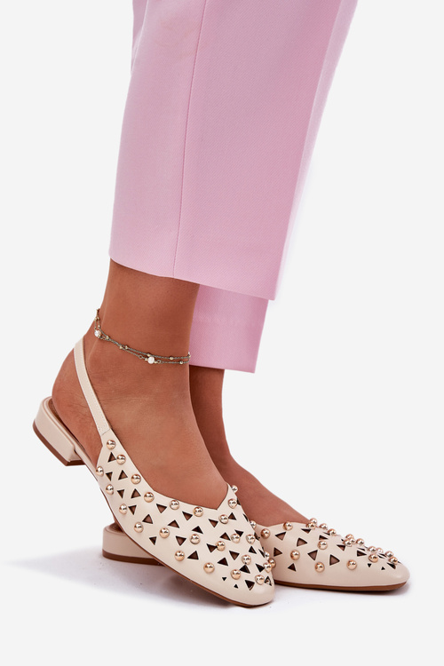 Ozdobené Baleríny Na Ploché Súčasti Béžové Nilarisela