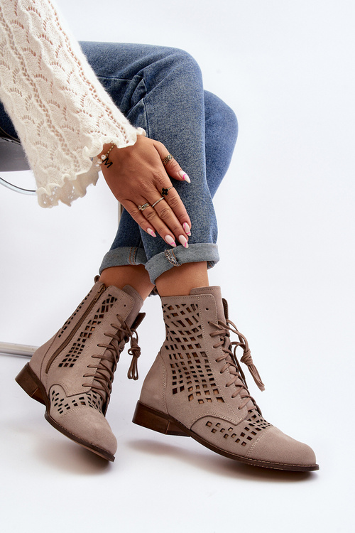 Průsvitné kožené botky Zazoo 2627 Beige