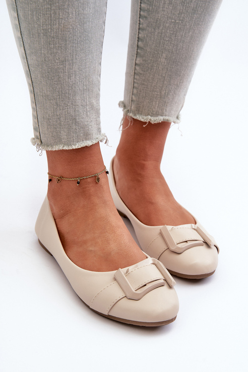 Baleríny S Páskem A Ozdobou Z Ekokože Světle Béžové Cadwenla