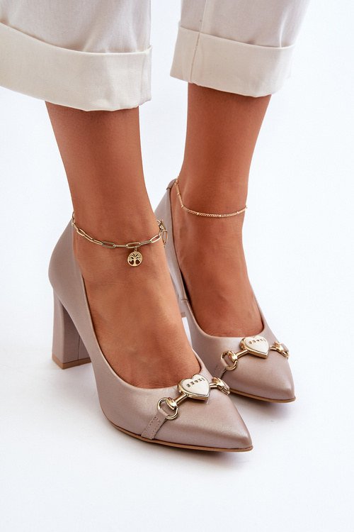 Lodičky s perlami a podpatkem ze kůže Zazoo 2453/OS