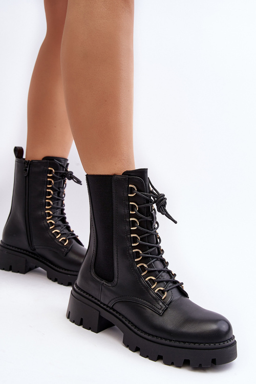 Kožené černé pracovní botky pro ženy Charmea