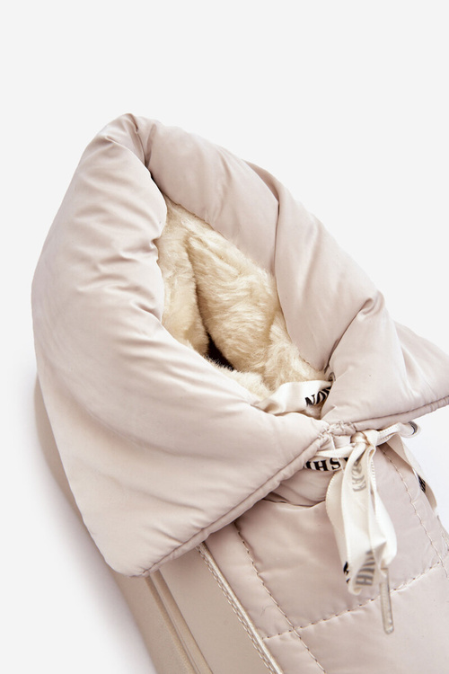 Dámske snehové topánky s dekoratívnou siracnou ľahkou béžou