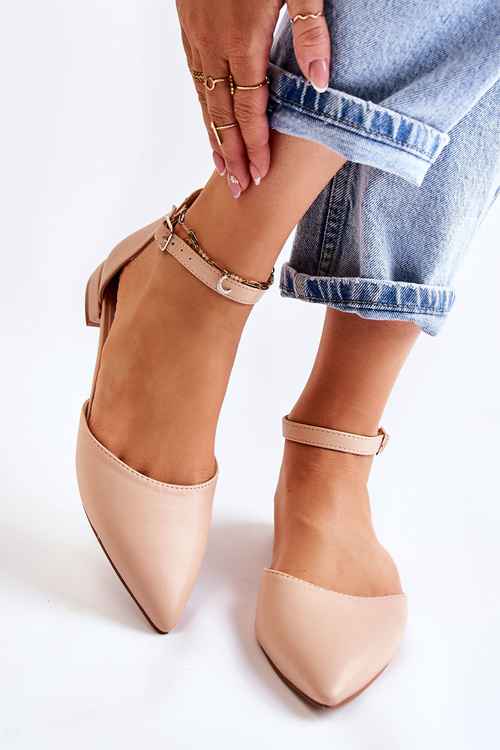 Dámské kožené balerínové sandály Ve Szpici béžove Caprise