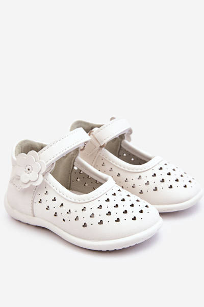 Dětské vysoké prolamované baleríny na suchý zip Bíle Jianna