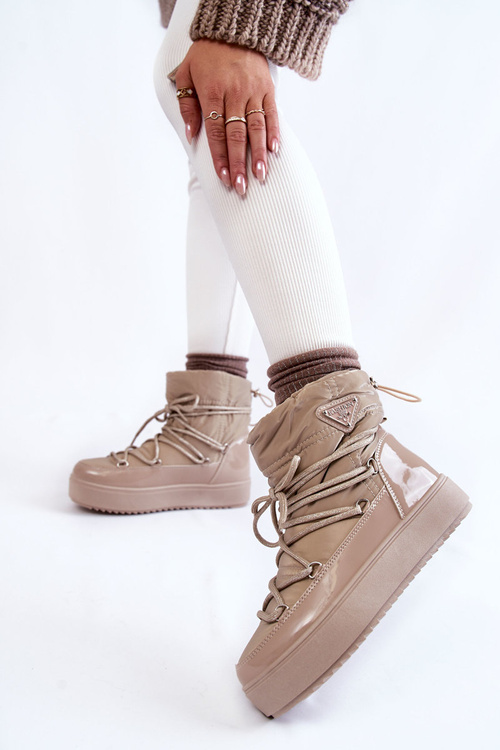 Dámske módne snehové topánky béžové kariéry