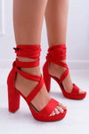 Dámske sandále na poštovej platforme zviazané červené lafiesta