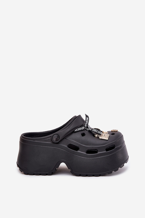 Dámské Pantofle Na Masivní Platformě S Dekoracemi Černé Vivira