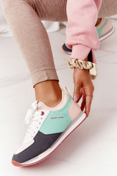 Dámské Tenisky Memory Foam CROSS JEANS HH2R4049C Zelené-Růžové