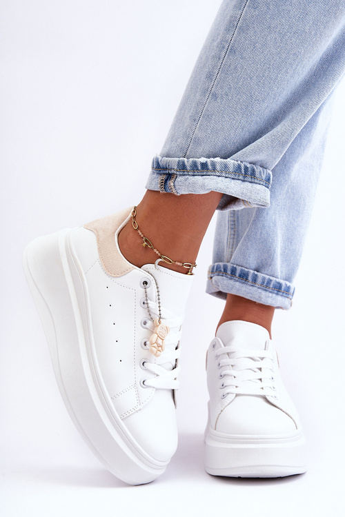 Dámské Sportovní Boty Na Masivní Platformě Bílo-Béžove Mariell