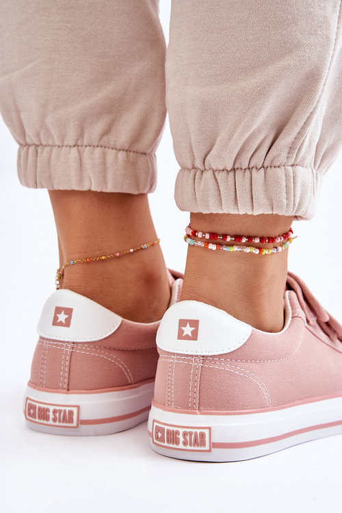 Klasické materiálové tenisky pre suchý zips veľkú hviezdu LL274A200 Pink