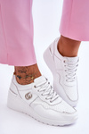 Dámské kožené sportovní boty na klínku Bílá a stříbrne Rebeca