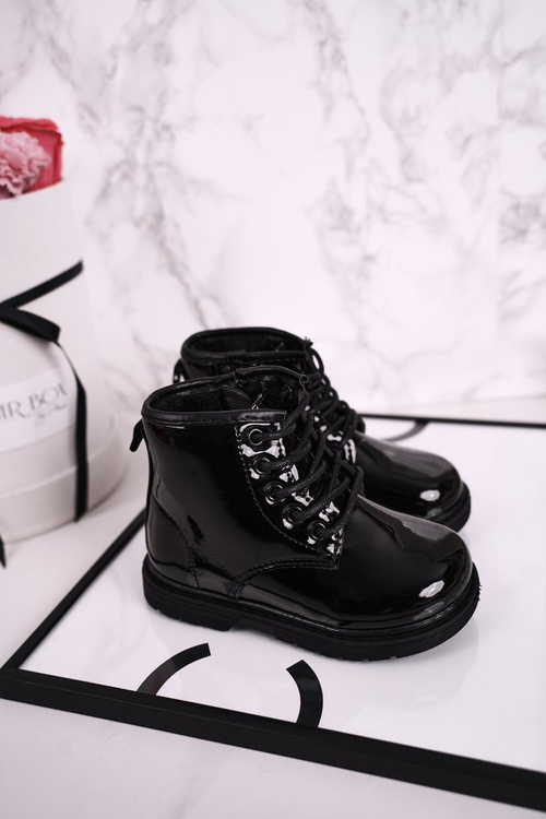 Izolované topánky pre deti, lakovaná čierna ammy