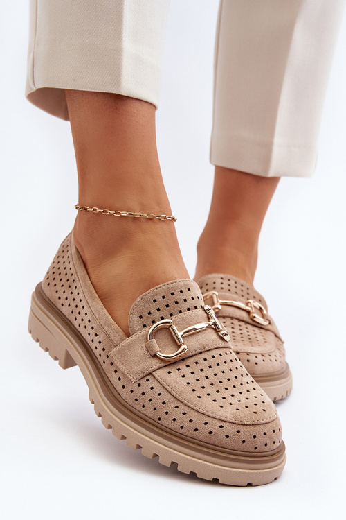 Dámske Bežové Mokasíny S Vyrezávanými Ozdobami Talesse