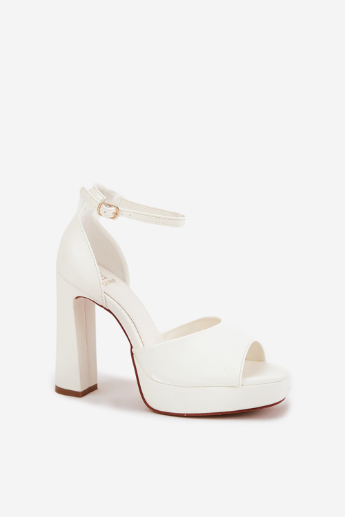 Dámske Sandále Na Opätku A Platforme Eko Koža Biele Lomman