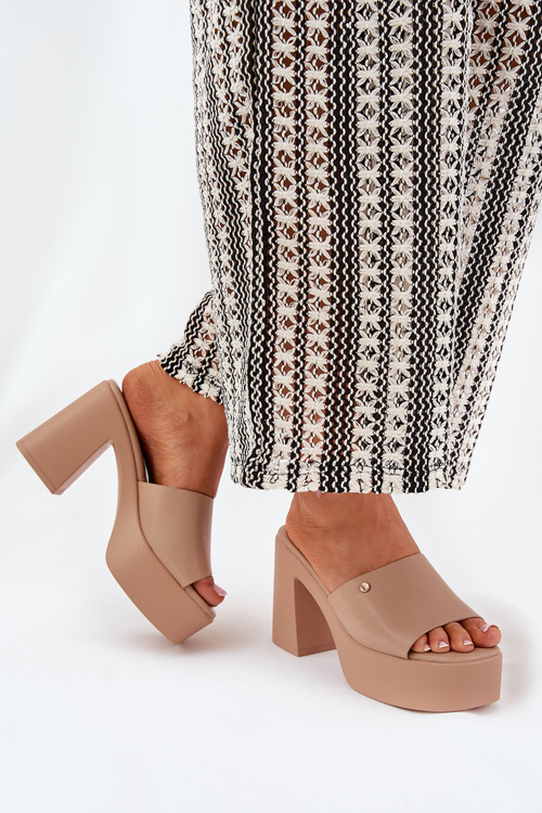 Dámské Sandały Z Eko Kůže Na Podpatku A Platformě Khaki Tamirella